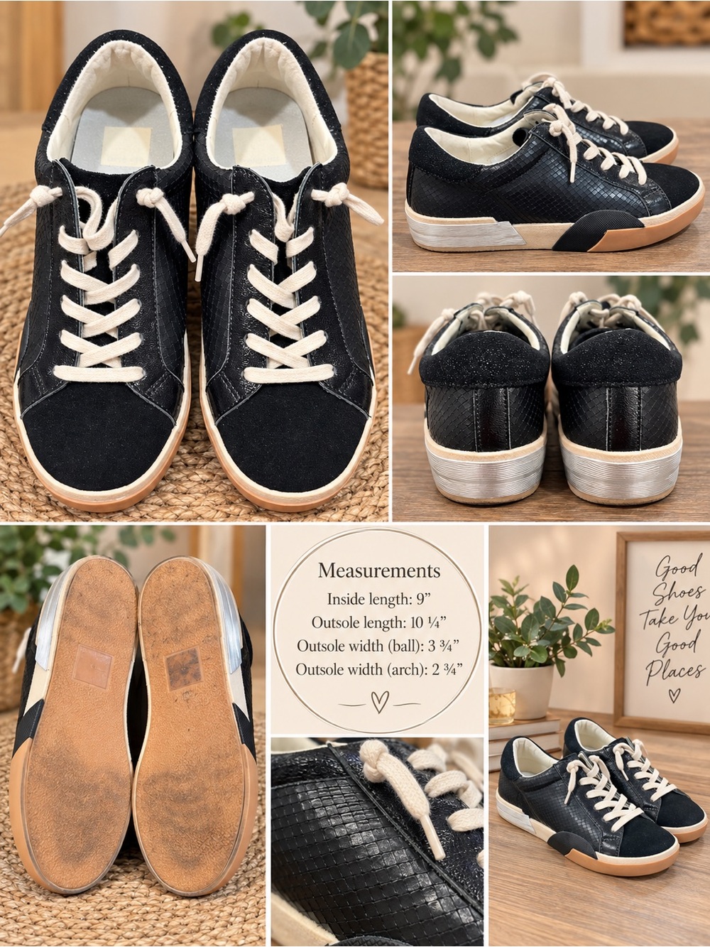 Dolce Vita Black Low-Top Sneakers with Cream Laces